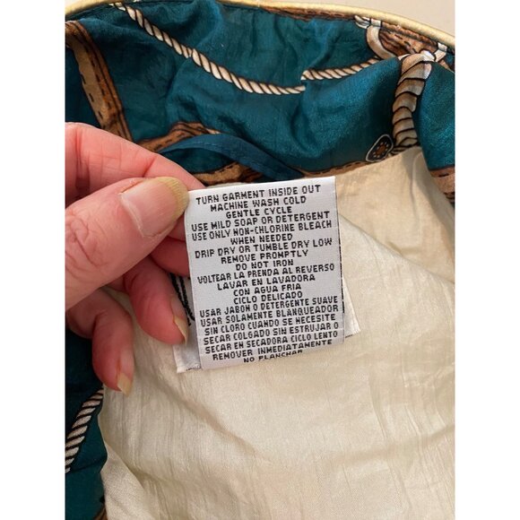 Vintage Active Frontier Tracksuit Chains Buckles Print Nylon Teal Beige Large - Picture 8 of 16